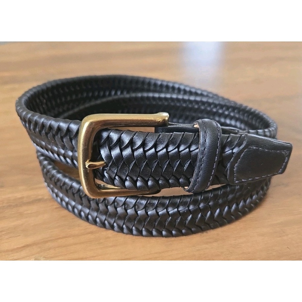 The Vermont Country Store Men's Braided Belt #82974 U.S.A. Size 42 Brass Buckle